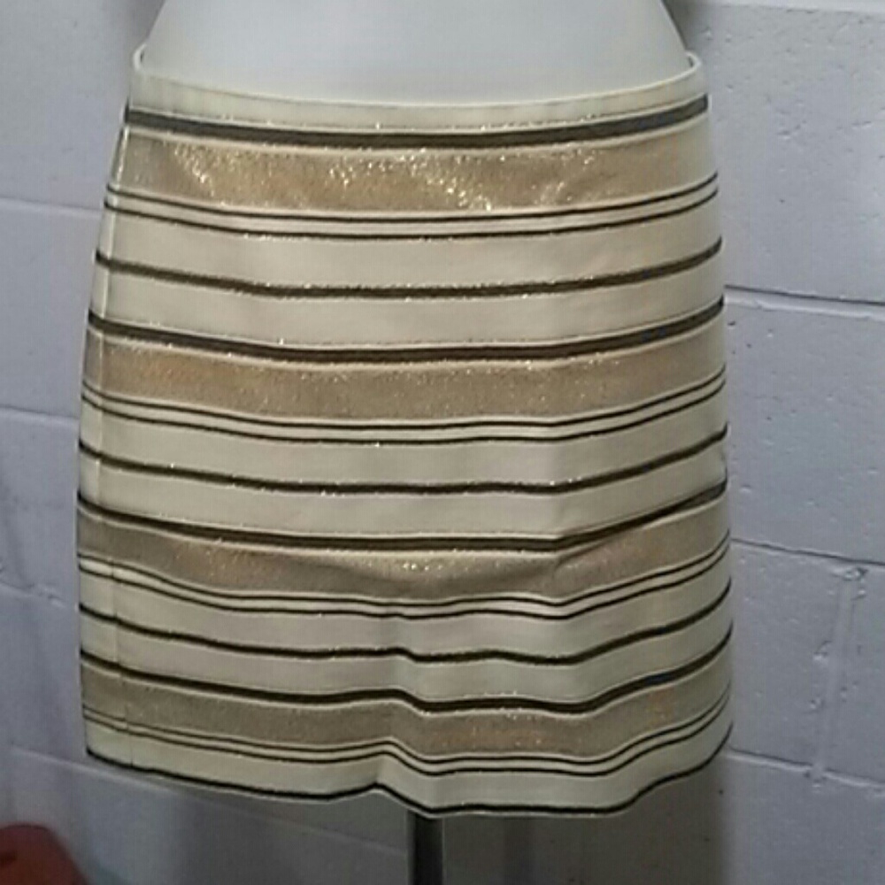 J. Crew Sz 4 Gold Metallic Stripe Mini Skirt